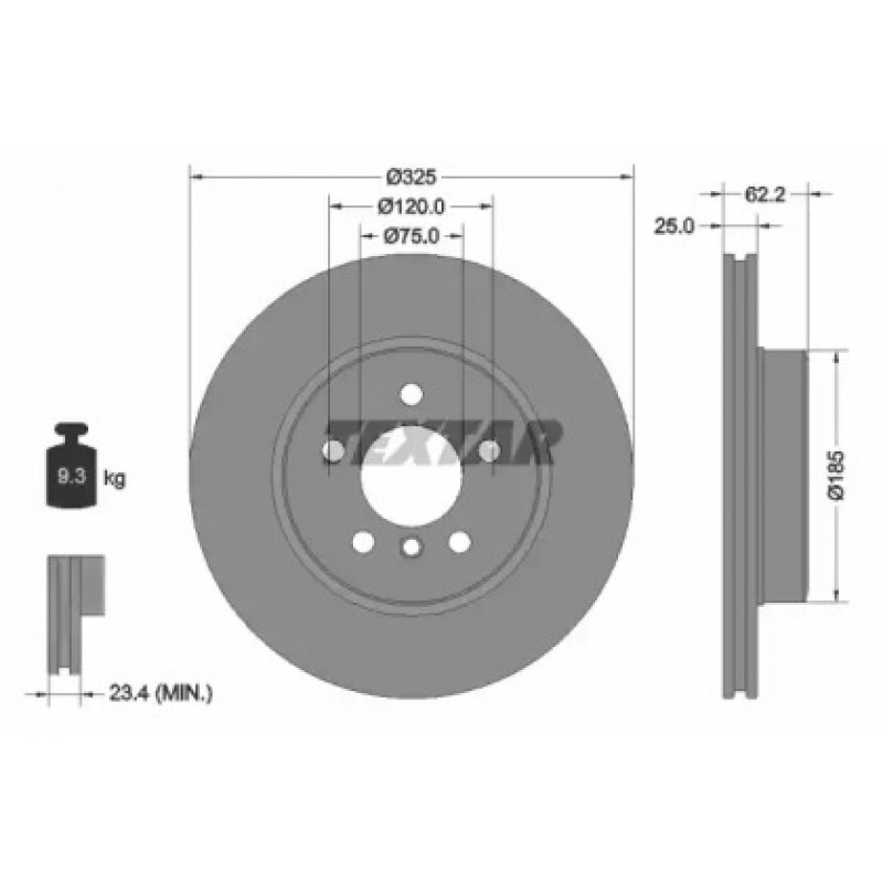 Диск тормозной (передний) BMW X3 (E83) 03-11 (325x25) PRO+ (92141505)