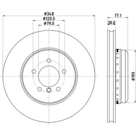 Диск тормозной (передний) BMW 5 (E60/61) / 6 (E63/64) 01-10 (348x30) PRO+ (92141825)