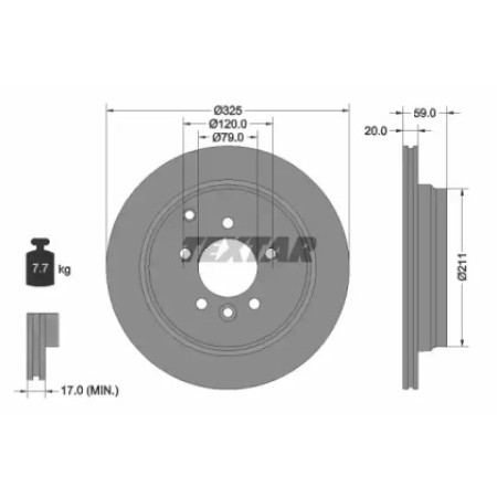 Диск тормозной (задний) Land Rover Discovery III/IV 04-/Range Rover Sport 05-13 (325x20) (PRO) (92147603)