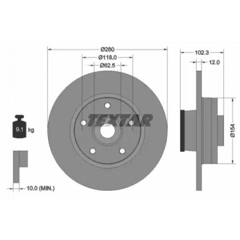 Диск тормозной (задний) Renault Trafic 01- (280х12) (с подшипником) PRO (92153703)