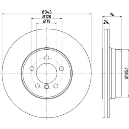 Диск гальмівний (задній) BMW 7 (E65/E66/E67) 03-08 (345x24) PRO+ (92155005)