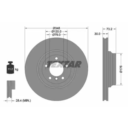 Диск тормозной (передний) BMW 3 (E90-E92)/ X1 (E84) 04-15 (348x30) PRO (92155303)