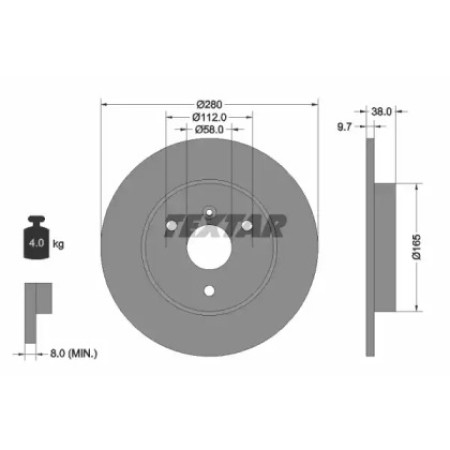Диск тормозной (передний) Smart Fortwo 0.8/1.0 CDi 07- (280x9.7) (92155503)