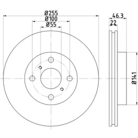 Диск тормозной (передний) Toyota Yaris 05- (255x22) (92156100)
