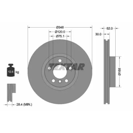 Диск тормозной (передний) BMW X5 (E70/F15/F85)/X6 (E71/E72/F16/F86) 07- (348x30) PRO+ (92160905)