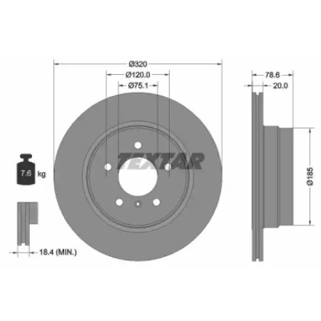 Диск тормозной (задний) BMW X5 (E70/F15) 07- (320x20) PRO (92161103)