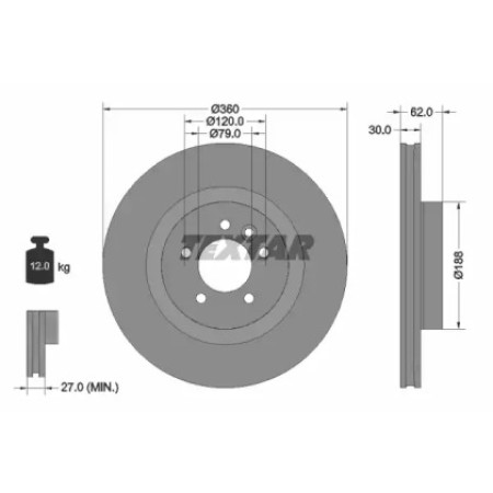 Диск тормозной (передний) Land Rover Discovery IV 09-/Range Rover Sport 05-13 (360x30) PRO (92162003)
