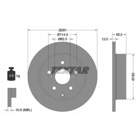 Диск тормозной (задний) Toyota RAV4 05- (281x12) PRO (92162103)