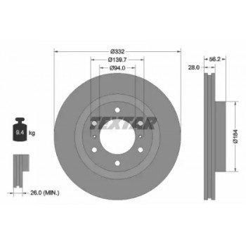 Диск тормозной (передний) Mitsubishi Pajero IV 07- (332x28) PRO (92167203)