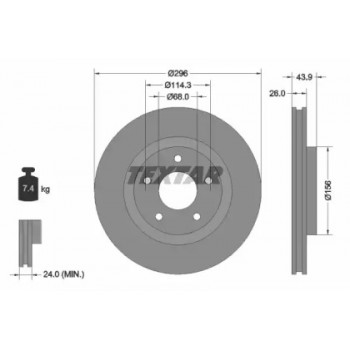 Диск тормозной (передний) Nissan X-Trail 2.0/2.5dCi 07-/Juke 1.6 10- (296x26) PRO (92167403)