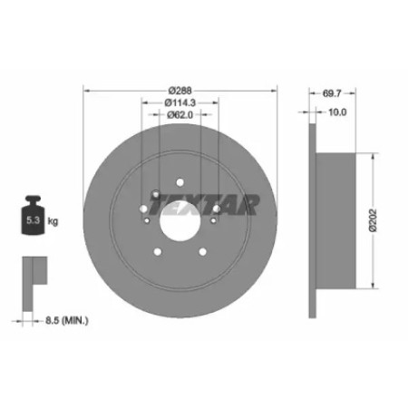 Диск тормозной (задний) Lexus RX 03-09 (288x10) PRO (92171603)