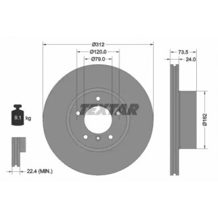 Диск гальмівний (передній) BMW 3 (E90/E91/E92) /X1 (E84) 11- (312x24) PRO+ (92176105)
