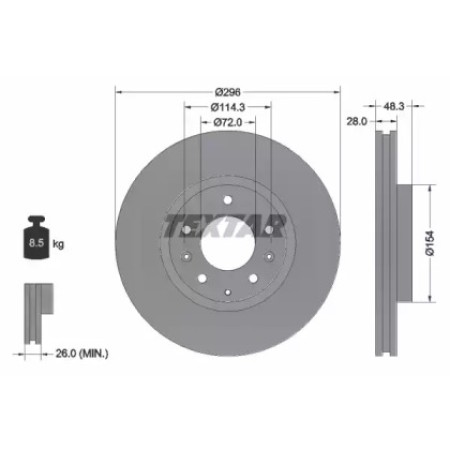 Диск тормозной (передний) Mazda CX-7 06-14 (296x28) PRO (92180803)