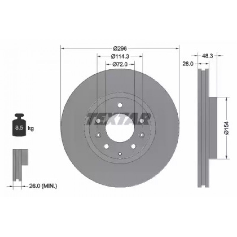 Диск тормозной (передний) Mazda CX-7 06-14 (296x28) PRO (92180803)