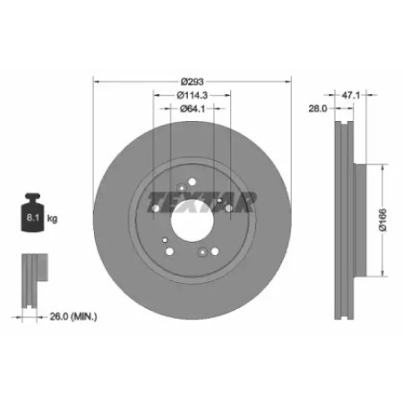 Диск гальмівний (передній) Honda CR-V III-IV 2.0-2.2D-2.4 07- (293x28) PRO (92184803)