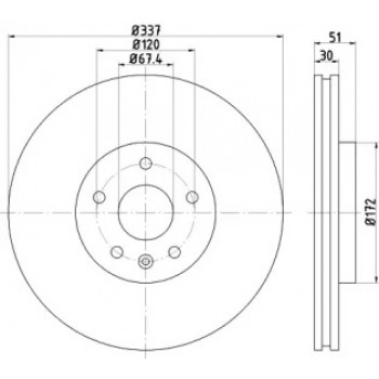 Диск тормозной (передний) Opel Insignia A 08-17 (337x30) PRO  (92187103)