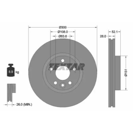 Диск тормозной (передний) Ford Mondeo IV 07-15 (300x28) PRO+ (92196905)