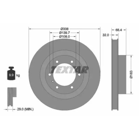Диск тормозной (передний) Toyota Land Cruiser 200/ Prado 08- (338x32) PRO (92223903)