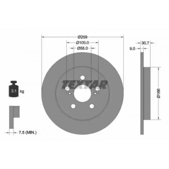 Диск тормозной (задний) Toyota Corolla 1.3-2.4 16V 06- (259x9) PRO (92224003)