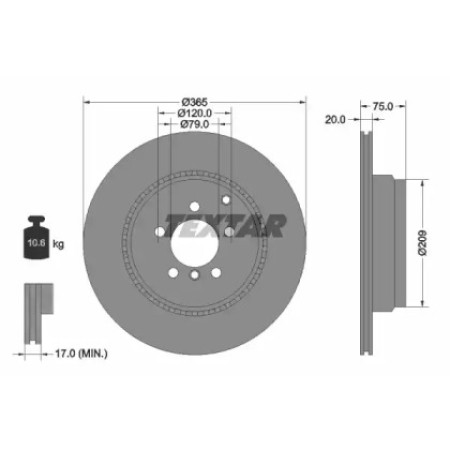 Диск тормозной (задний) Land Rover Range Rover 4.4D/5.0i 4x4 07-12 (365x20) PRO (92224803)