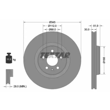 Диск гальмівний (передній) Audi A4/A6 07- (345х30) PRO+  (92229205)