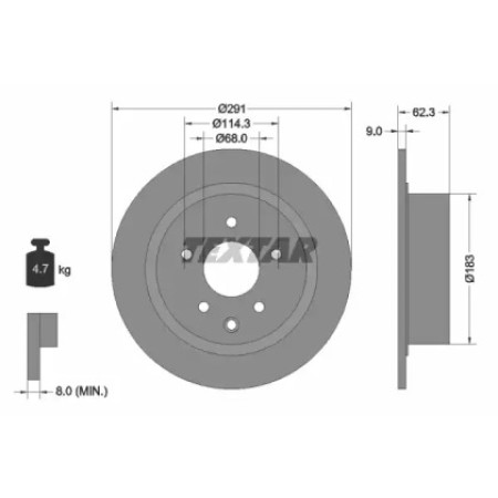 Диск тормозной (задний) Nissan Juke 10-/Qashqai 07- (291x9) PRO (92237103)