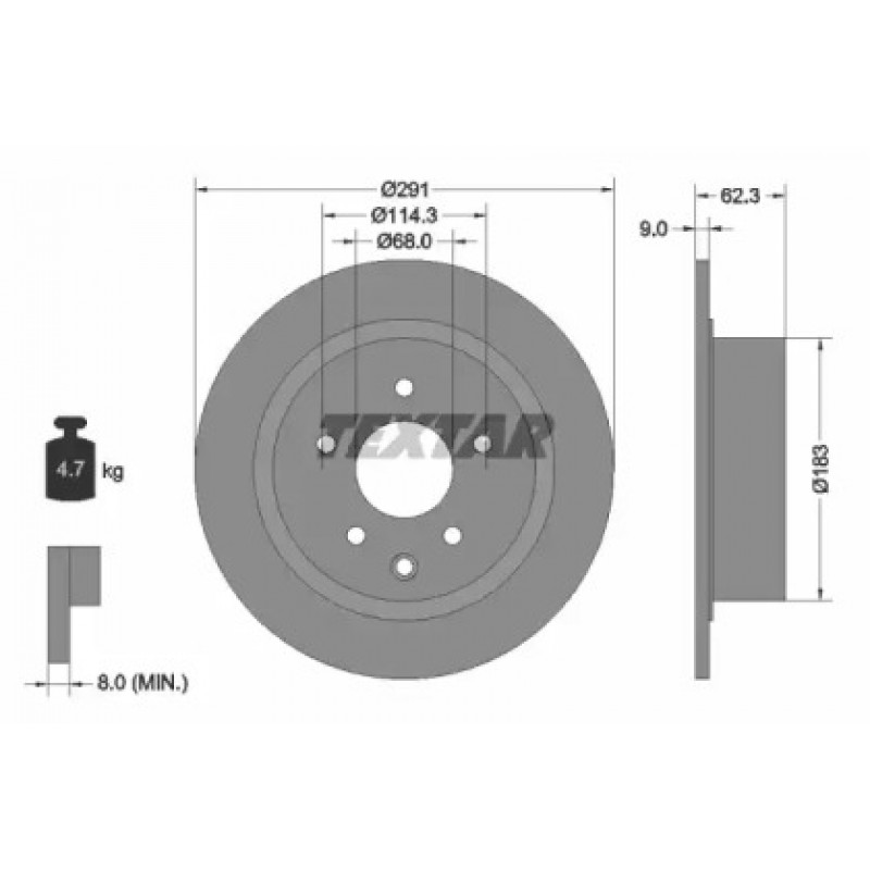Диск тормозной (задний) Nissan Juke 10-/Qashqai 07- (291x9) PRO (92237103)