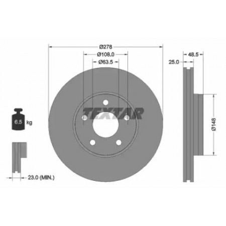 Диск тормозной (передний) Ford C-Max/ Focus III 10- (278x25) PRO (92237703)