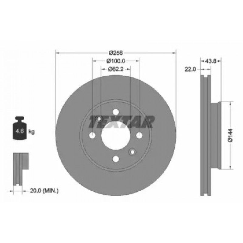 Диск тормозной (передний) Kia Rio III/Hyundai Accent 11- (256x22) PRO (92237903)