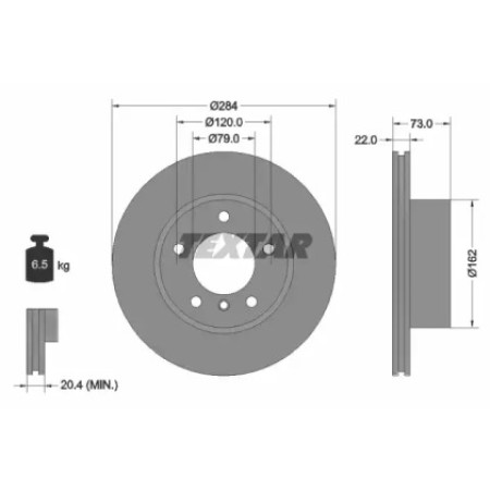 Диск тормозной (передний) BMW 1 (F20/F21)/2 (F22) 10- (284x22) PRO (92238403)