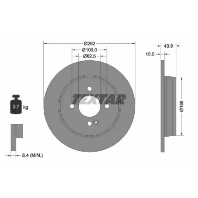 Диск тормозной (задний) Hyundai Accent IV 10-/Kia Rio III 11- (262x10) PRO (92242203)