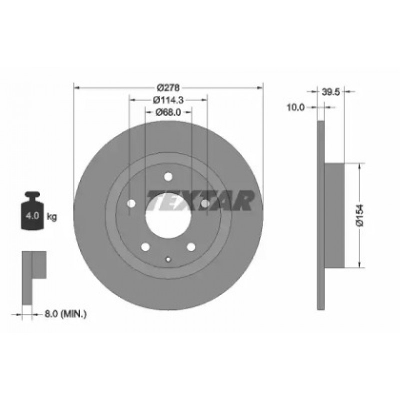 Диск тормозной (задний) Mazda 6 12- (278x10) PRO (92254703)
