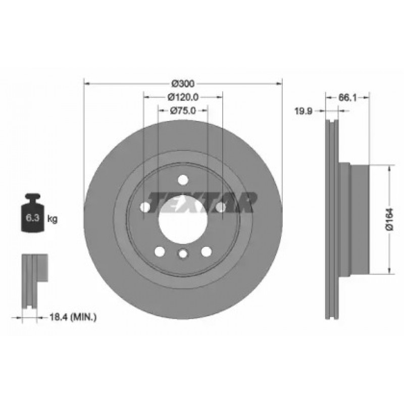 Диск тормозной (задний) BMW 1 (F20/F21)/ 3 (F30/F31)/ 4 (F32/F36) 11- (300x19.9) PRO (92257203)