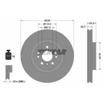 Диск тормозной (передний) MB M-class (W166) 11-15/ GLE (W166) 15- (330x32) PRO+ (92260405)