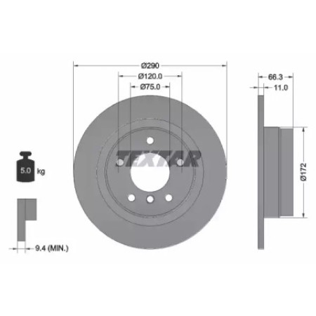 Диск тормозной (задний) BMW 1 (F20/F21)/ 2 (F22/F23) 11- (290x11) PRO (92261003)