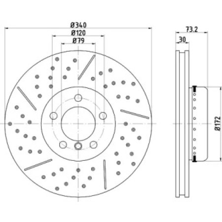 Диск гальмівний (передній) BMW 1 (F20/F21)/3 (F30/F80) (340x30) PRO+ (92265025)