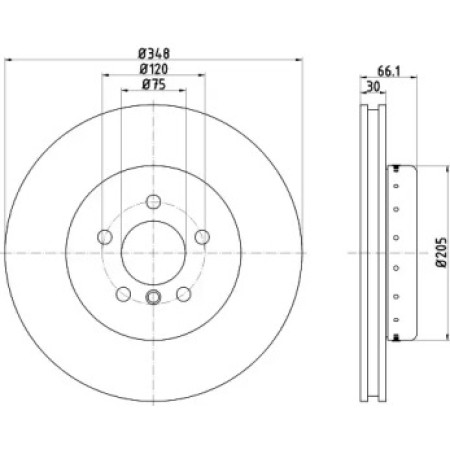 Диск тормозной (передний) BMW 5 (F10/F11)/6 (F06/F13) 09- (348x30) PRO+ (92265725)