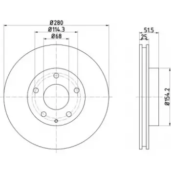 Диск тормозной (передний) Mazda 3 13- (280x25) PRO (92267503)