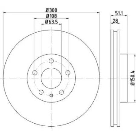 Диск гальмівний (передній) Ford Mondeo V 13- (300x28) PRO (92268603)