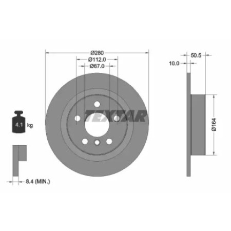 Диск гальмівний (задній) BMW 2 (F44-46)/X1 (F48) /i3 Hybrid 13- (280x10) PRO (92274603)