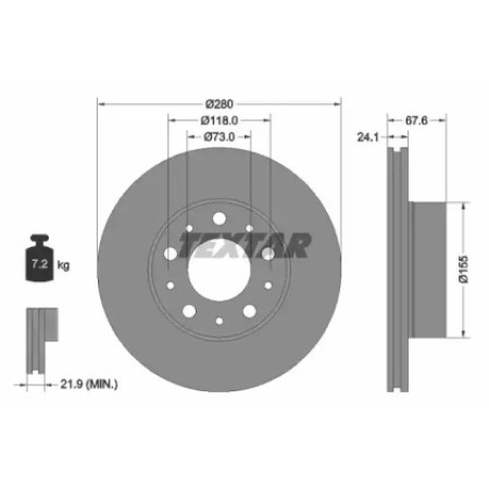 Диск тормозной (передний) Fiat Ducato/Peugeot Boxer 1.4t 94- (280x24.1) PRO+ (92275105)