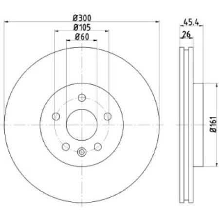 Диск тормозной (передний) Opel Astra K 15- (300x26) R16 PRO (92277203)