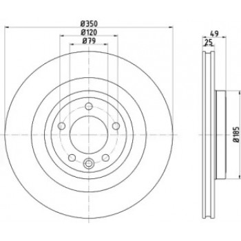 Диск тормозной (задний) Land Rover Discovery V 16-/ Range Rover 12- (350x25) PRO (92278403)