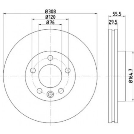 Диск тормозной (передний) VW T6/Multivan VI 15-/Touareg 02-10 (308x29.5) PRO+ (92279505)