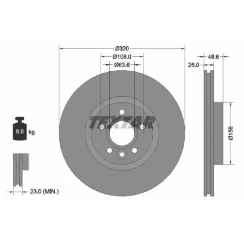Диск гальмівний (передній) Ford Focus/ Kuga II 07-/Connect 13- (320x25) PRO (92282103)