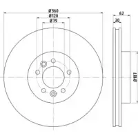 Диск гальмівний (передній) Land Rover Discovery V 16-/ Range Rover 12- (360x30) PRO+ (92283205)