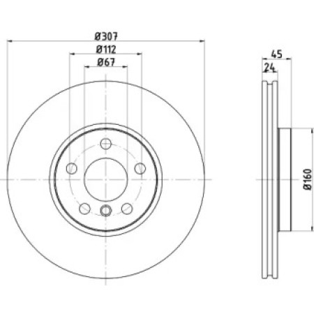 Диск тормозной (передний) BMW 2 (F44-46)/X1 (F48) 13- (307x24) PRO (92283603)