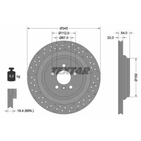 Диск тормозной (задний) MB V-class (W166) 11-15/GLE (X166) 12-19 (345x22) PRO+ (92283703)