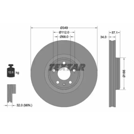 Диск тормозной (передний) Audi A5/Q7 15-/VW Touareg 17- (349x34) PRO+ (92289305)