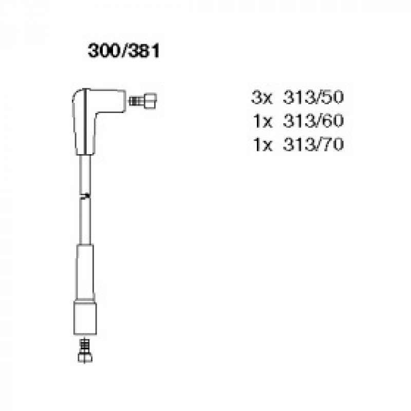 Провода зажигания Opel Kadett -91 (к-кт) (300/381)